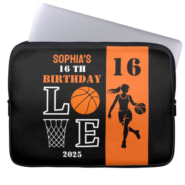Personlig Basketball Player Girl, Birthday Gift Laptop Fodral (Framsidan)