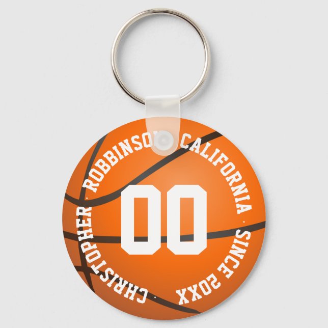 Personlig Basketball Player Namn Nyckelring (Framsida)