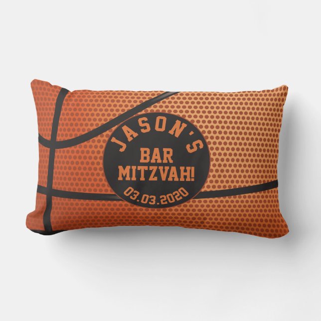 Personlig Basketball Pub Mitzvah Lumbarkudde (Framsida)