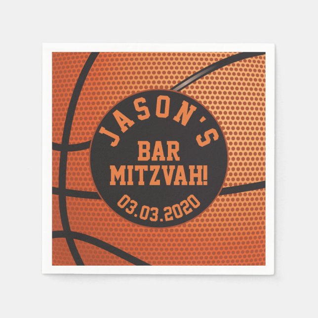 Personlig Basketball Pub Mitzvah Pappersservett (Framsidan)