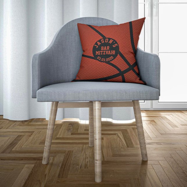 Personlig Basketball Pub Mitzvah Rust Orange Kudde (Skapare uppladdad)