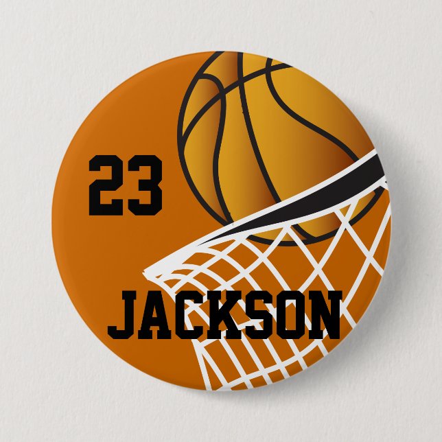 Personlig Basketball Ring Design Knapp (Framsida)