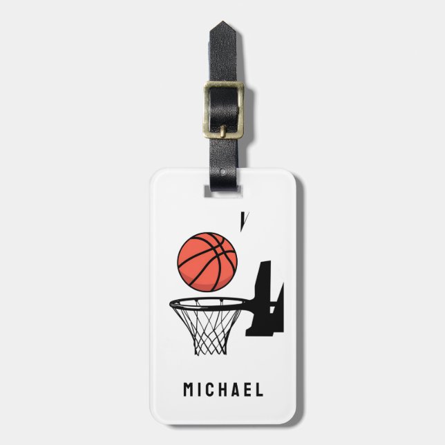 Personlig Basketball Ring med Boll Bagagebricka (Vertikal Framsida)