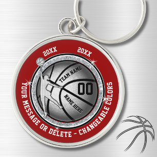 Personlig Basketball Senior Night Ideas, Red Rund Silverfärgad Nyckelring