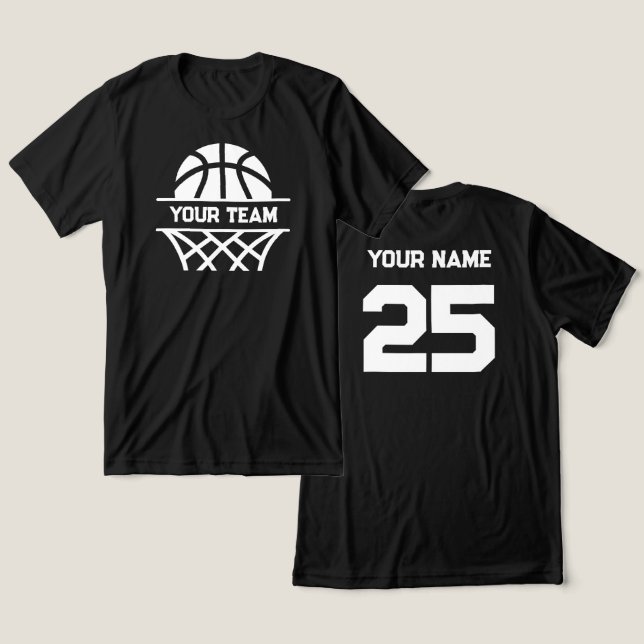 Personlig Basketball Team Namn, ditt namn och numm T Shirt (Design fram och bak)