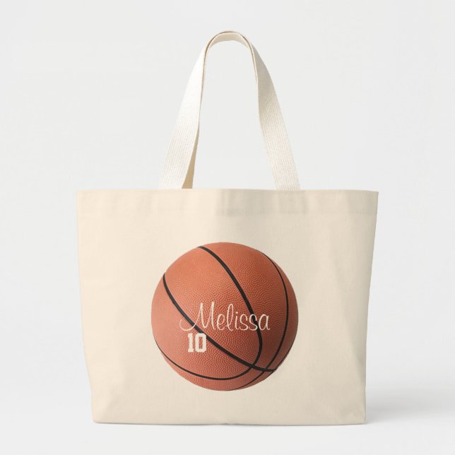 Personlig Basketball Tote Bag Jumbo Tygkasse (Framsidan)