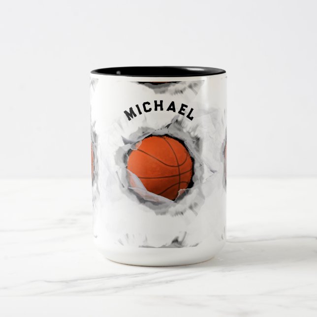 Personlig Basketball-upphämtningsbar Två-Tonad Mugg (Center)
