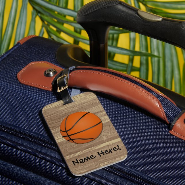 Personlig Basketball Wood Golv Bagagebricka (Framsida Insitu 1)