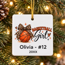 Personlig Basketboll Flicka Leopardbåge Jul