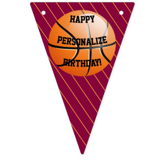 Personlig Basketboll Grattis på födelsedagen Vimplar