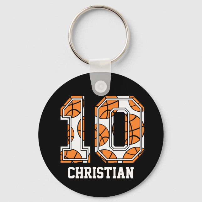 Personlig Basketboll nummer 10 Nyckelring (Framsida)