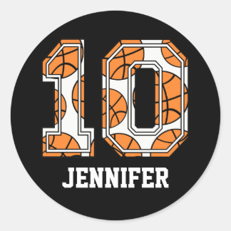 Personlig Basketboll nummer 10 Runt Klistermärke