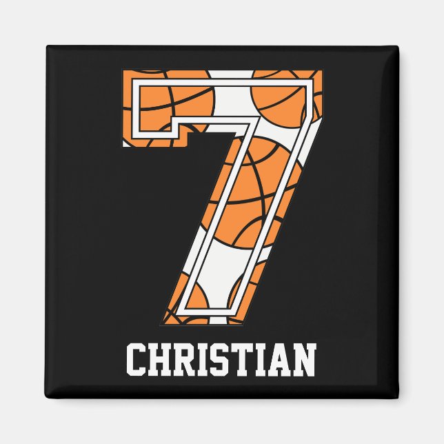 Personlig Basketboll nummer 7 Magnet (Framsidan)