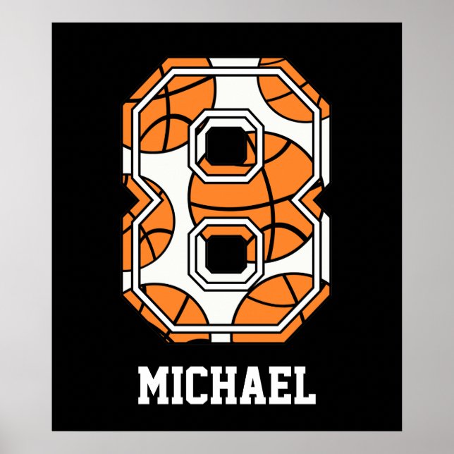 Personlig Basketboll nummer 8 Poster (Framsidan)