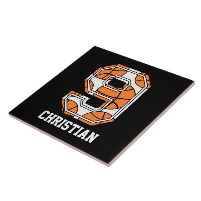 Personlig Basketboll nummer 9 Kakelplatta (Sidan)