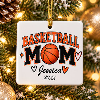 Personlig Basketmamma Anpassat Namn Jul Julgransprydnad Keramik