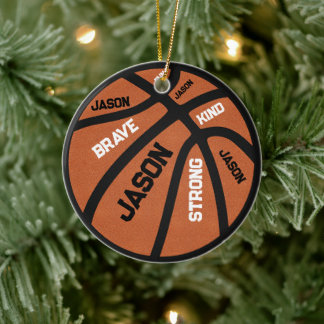 Personlig basketprydnad lägg till ditt namn julgransprydnad keramik