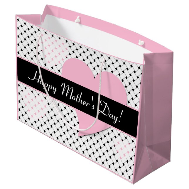 Personlig Basketweave, Rosa Hearts Mors dag (Baksidan Vinklad)