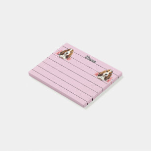 Personlig Basset har hundvalpar med blommor Post-it Block