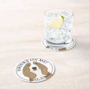 Personlig Basset Hound Bröllop Underlägg Papper Rund