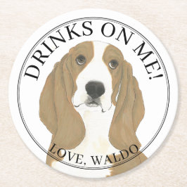 Personlig Basset Hound Bröllop Underlägg Papper Rund