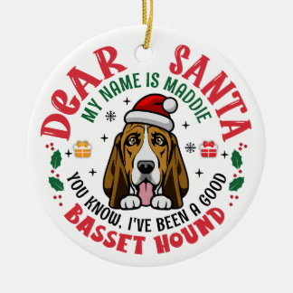 Personlig Basset Hound Hund Julgran Round Julgransprydnad Keramik