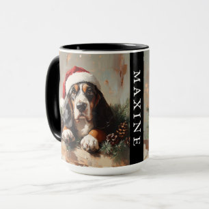 Personlig Basset Hound i Santa Hat Mugg