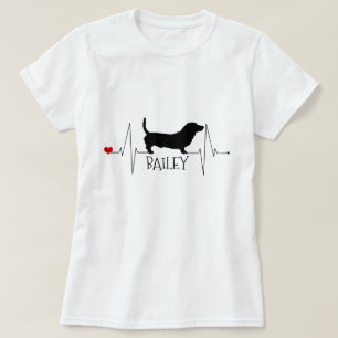 Personlig Basset Hound Kärlek Mitt Hund Heart Beat Tröja
