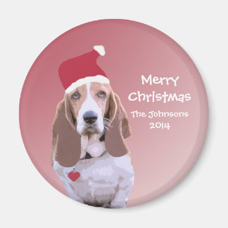 Personlig Basset Hound Santa Magnets Magnet