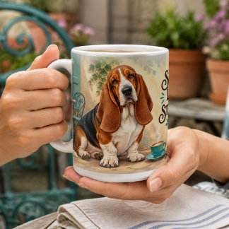 Personlig Basset Hound Stark Kaffemugg