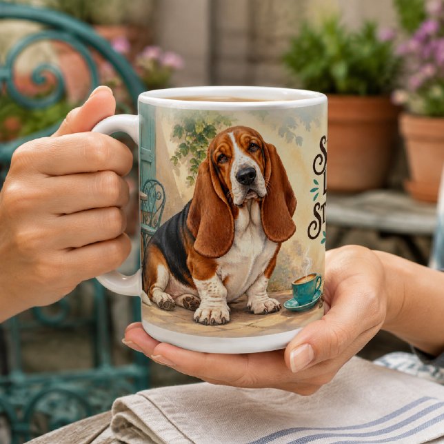 Personlig Basset Hound Stark  Kaffemugg (Skapare uppladdad)