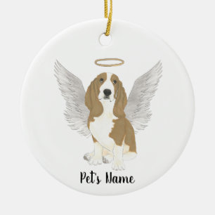 Personlig Basset Hound Sympathy Memorial Julgransprydnad Keramik