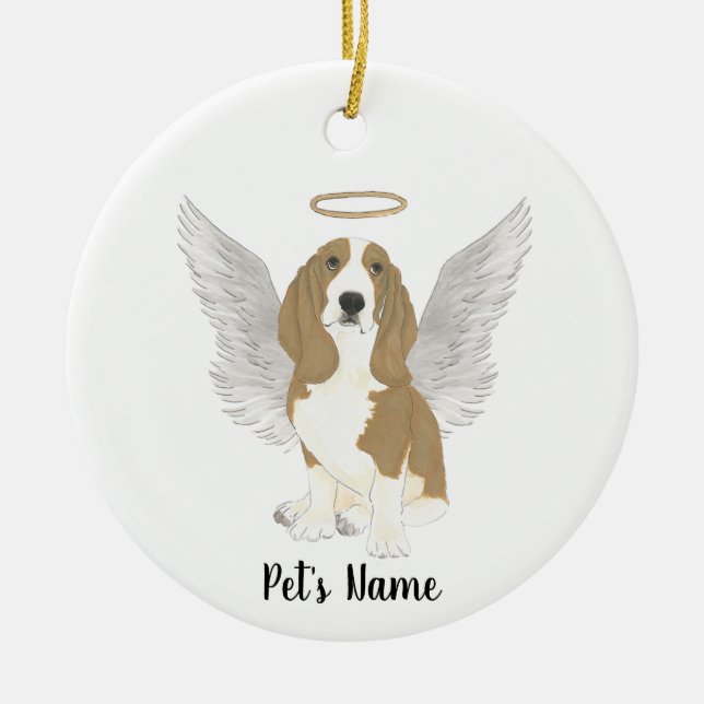 Personlig Basset Hound Sympati Minneshögtid Julgransprydnad Keramik (Framsidan)
