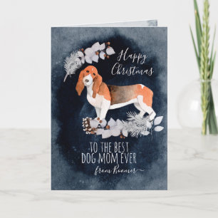 Personlig Bassett Hound Mamma jul Helgkort
