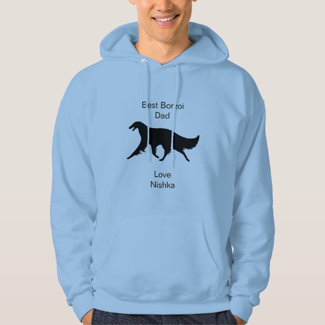 Personlig Bästa Borzoi Pappa Hoodie (Framsida)
