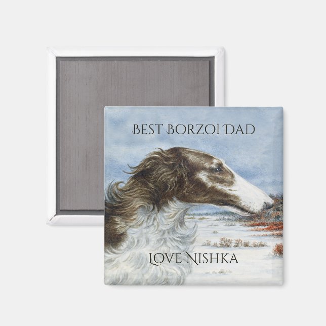 Personlig Bästa Borzoi Pappa Magnet (Front/Back)