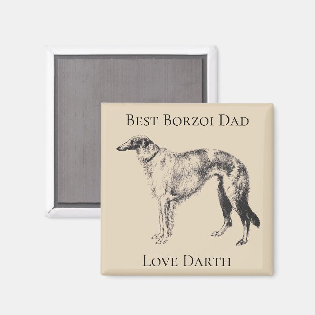 Personlig Bästa Borzoi Pappa Magnet (Front/Back)