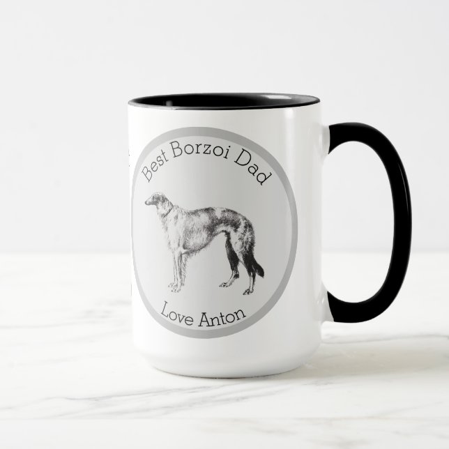 Personlig Bästa Borzoi Pappa Mugg (Höger)