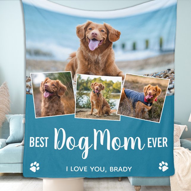 Personlig Bästa Hund Mamma någonsin Fotokollage Fleecefilt (Skapare uppladdad)