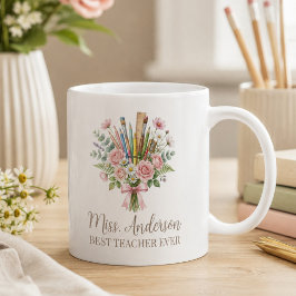 Personlig bästa lärare blommig bukett kaffemugg