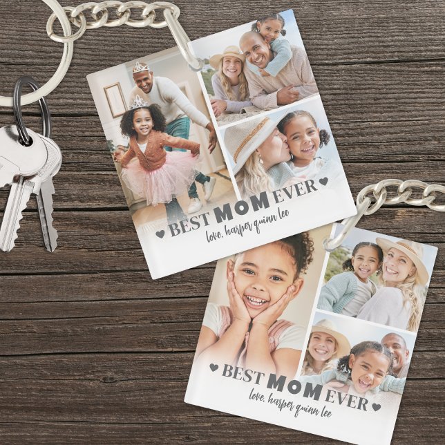 Personlig Bästa Mamma 6 Fotokollage Mamma (Personalized Best Mom 6 Photo Collage Mother Keychain)