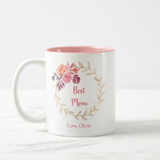 Personlig "Bästa Mamma" mugg med blommigt
