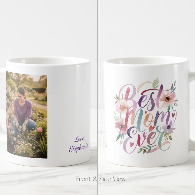 Personlig "Bästa mamma någonsin" Blommig trädgård  Kaffemugg (Skapare uppladdad)