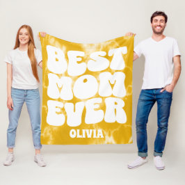 Personlig Bästa Mamma någonsin Gult Tie Dye Fleecefilt