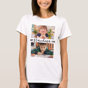 Personlig Bästa Mormor Någonsin 2 Foto Collage  T Shirt