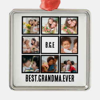 Personlig Bästa mormor någonsin, 8 fotokollage Julgransprydnad Metall