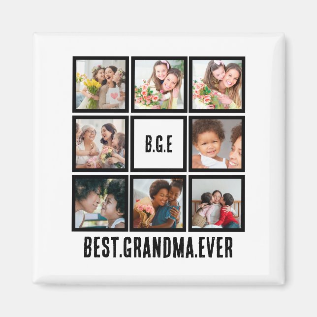 Personlig Bästa mormor någonsin, 8 fotokollage Magnet (Framsidan)