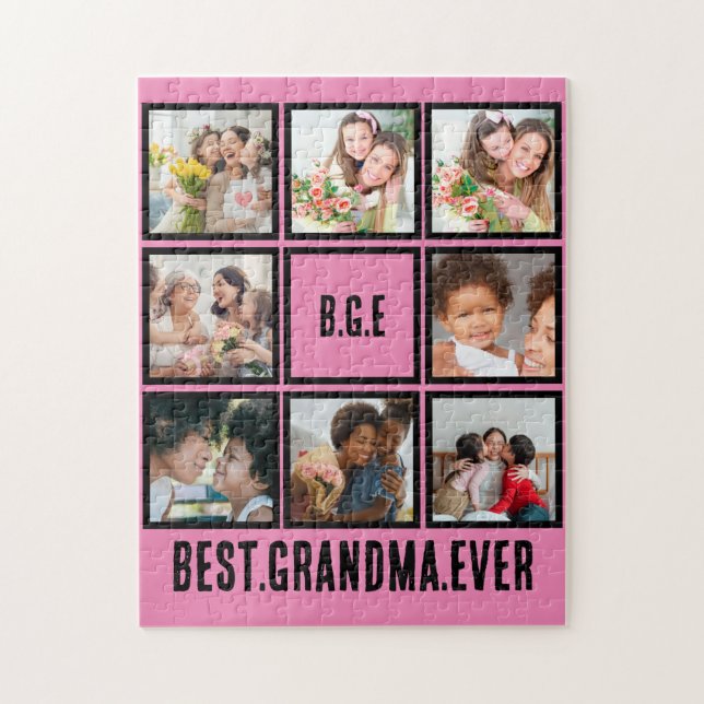Personlig Bästa mormor någonsin, 8 fotokollage Pussel (Vertikal)