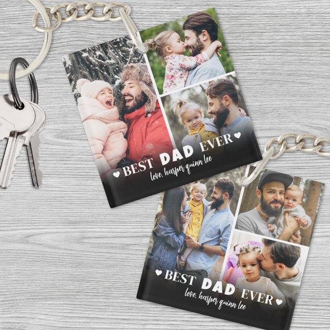 Personlig Bästa Pappa 6 Fotokollage Fader (Personalized Best Dad 6 Photo Collage Father Keychain )