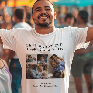 Personlig Bästa Pappa Aldrig fotokollage enkel T Shirt